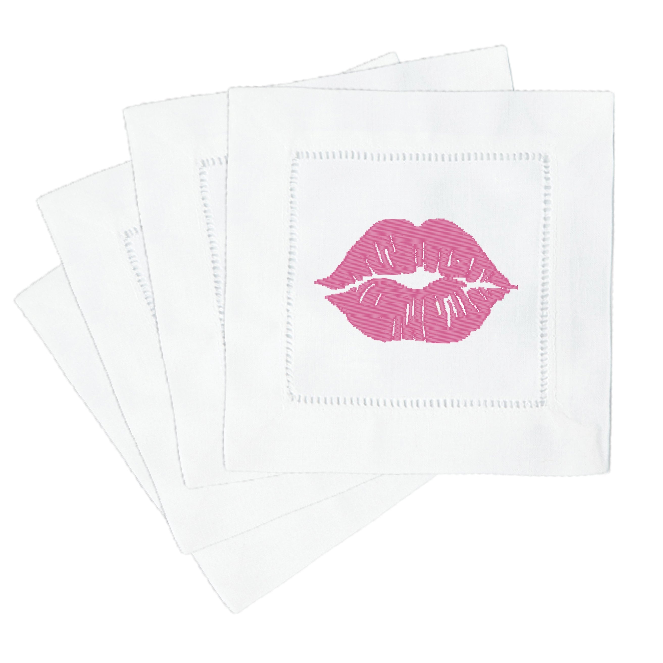 Kisses Cocktail Napkins Set/4 with Lips