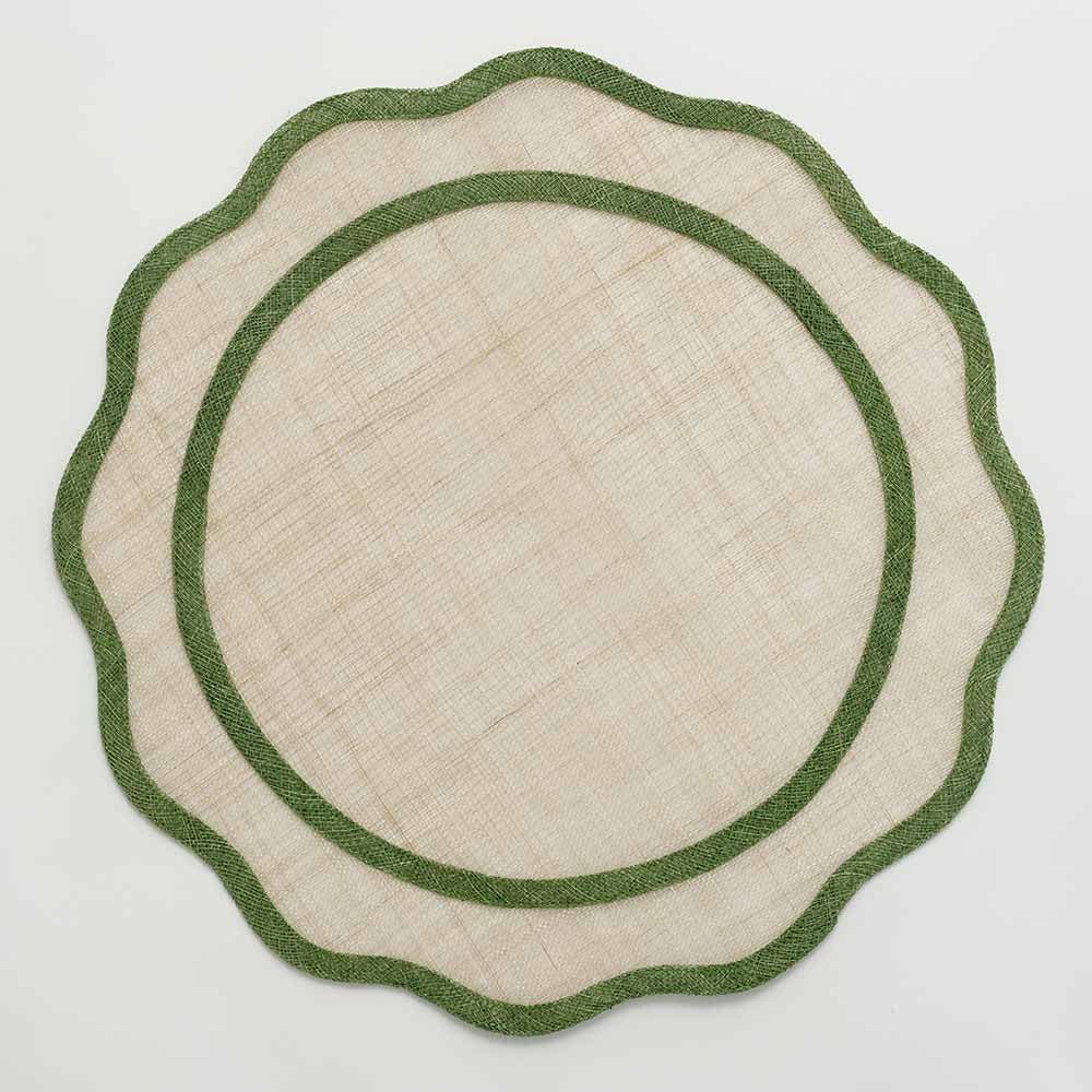 Green Scalloped Rice Paper Placemat Set of 4