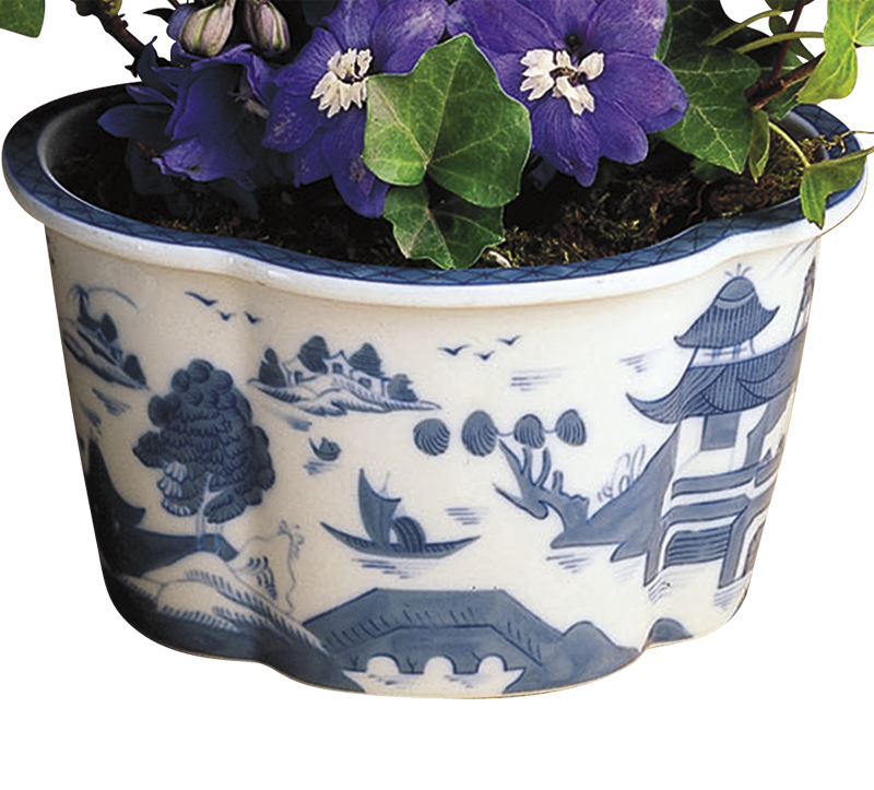 Mottahedeh Blue Canton 4 Lobed Cachepot