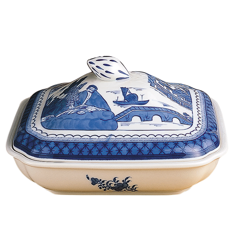 Mottahedeh Blue Canton Square Veg Bowl & Cover