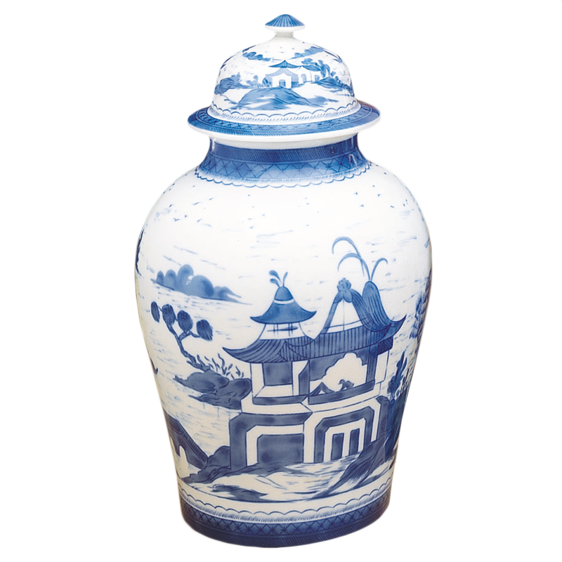 Mottahedeh Blue Canton Ginger Jar w Cover