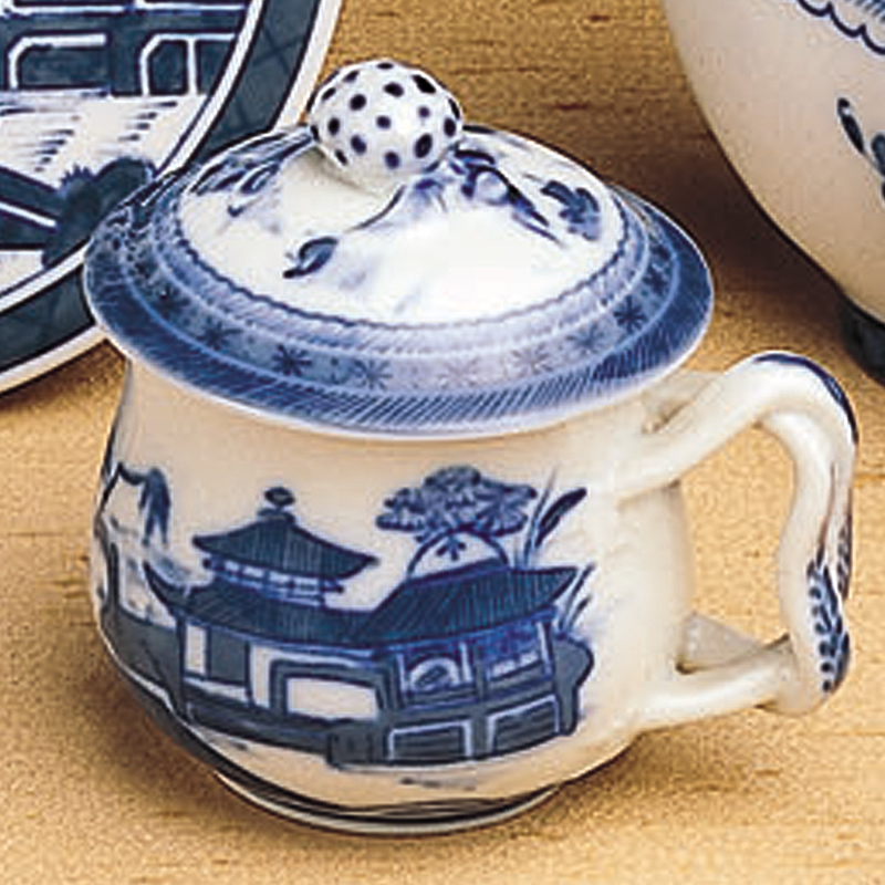 Blue Canton Pot De Creme w Lid