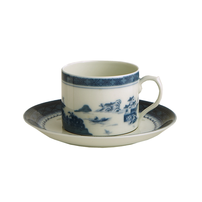 Mottahedeh Blue Canton Tea Cup & Saucer, Can Shape