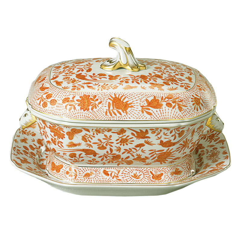 Mottahedeh Sacred Bird & Butterfly Tureen & Stand