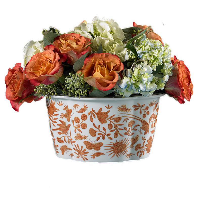 Mottahedeh Sacred Bird & Butterfly Lobed Cachepot