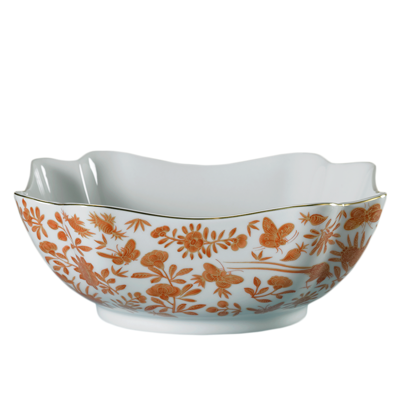 Mottahedeh Sacred Bird & Butterfly Square Bowl - Lg.