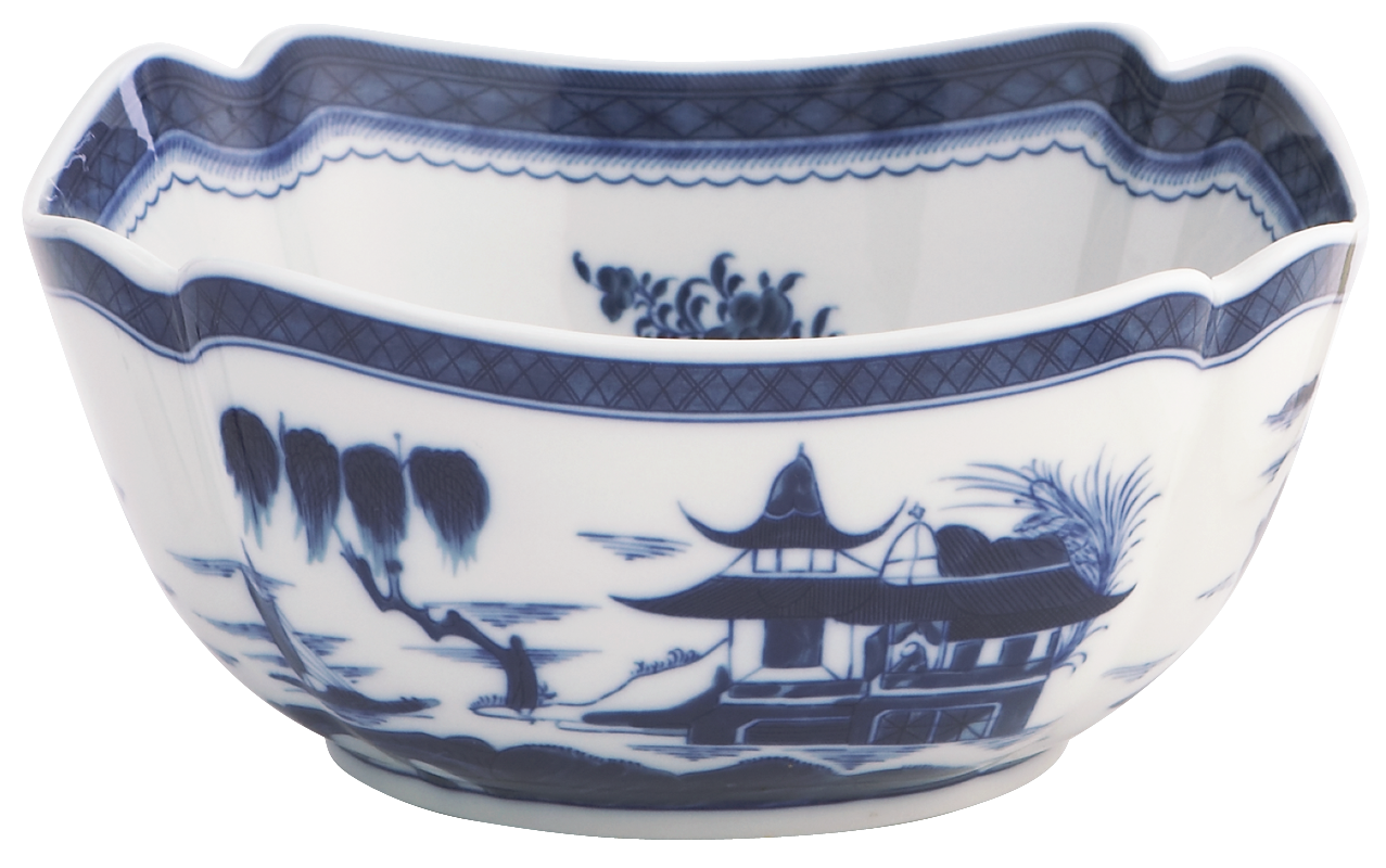 Blue Canton Square Bowl, Full Décor - Lg.