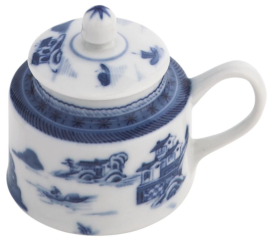 Mottahedeh Blue Canton Mustard Pot w Lid