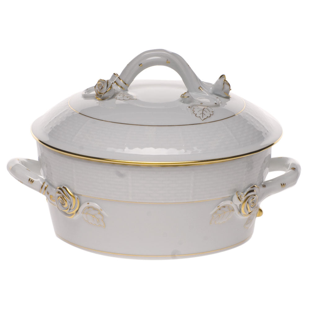 Herend Golden Edge Small Cov Veg Dish - W/branch 1.5pt 5"h