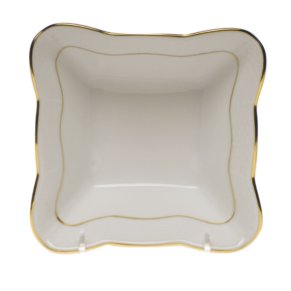 Herend Golden Edge Small Square Dish 4.75"l X 2"h