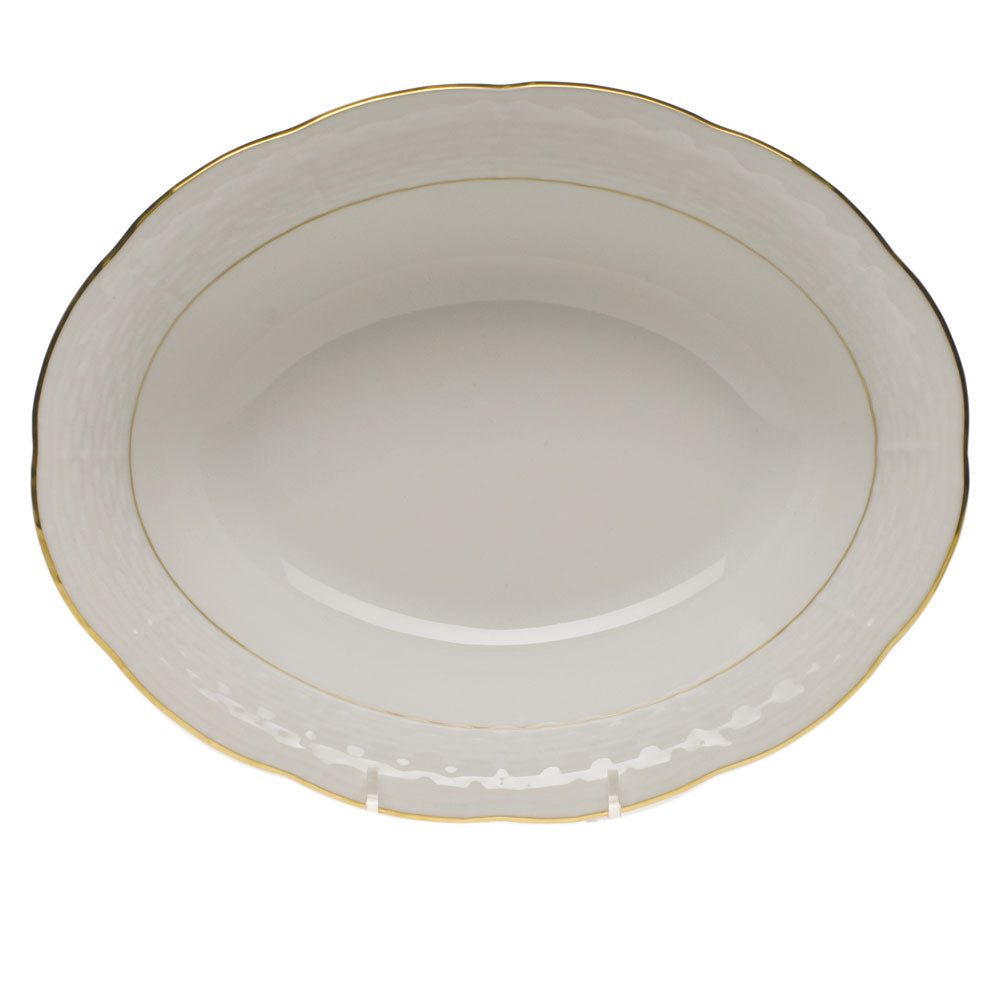 Herend Golden Edge Oval Veg Dish 10"l X 8"w