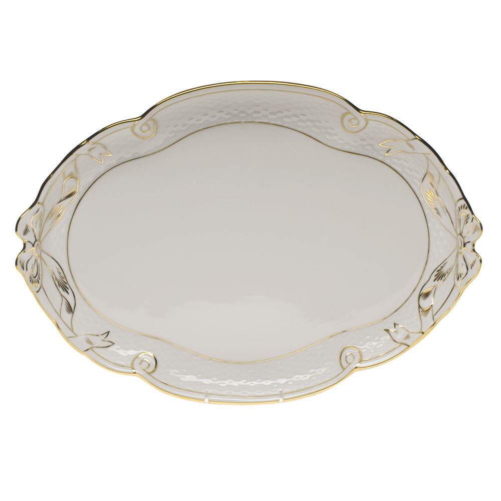 Herend Golden Edge Ribbon Tray 15.75"l X 11"w