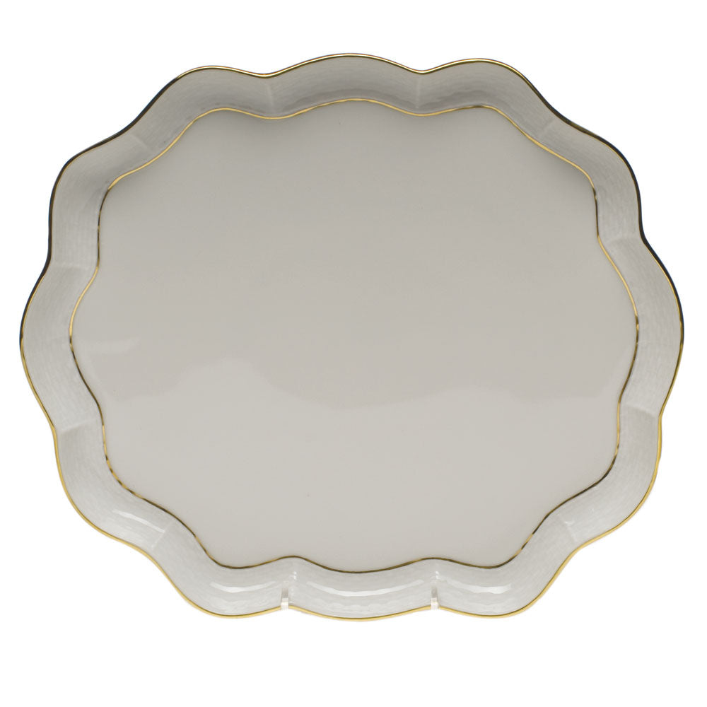 Herend Golden Edge Scallop Tray 11.25"l X 9.5"w
