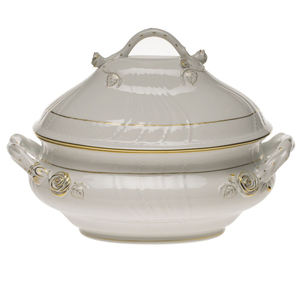 Herend Golden Edge Tureen W/branch (4 Qt) 10"h