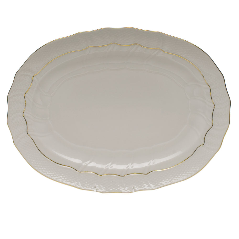 Herend Golden Edge Platter 15"l X 11.5"w