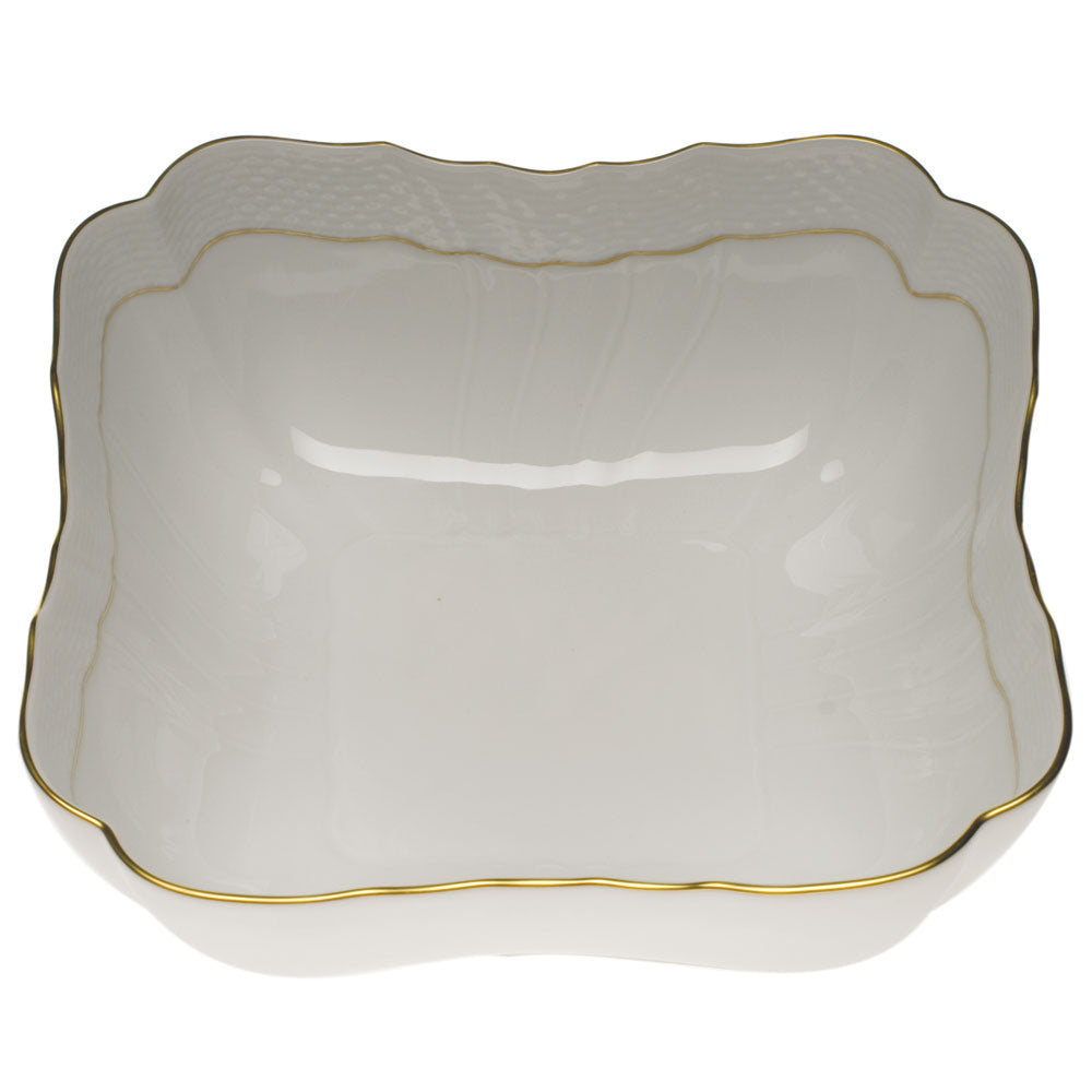 Herend Golden Edge Square Salad Bowl 10"sq