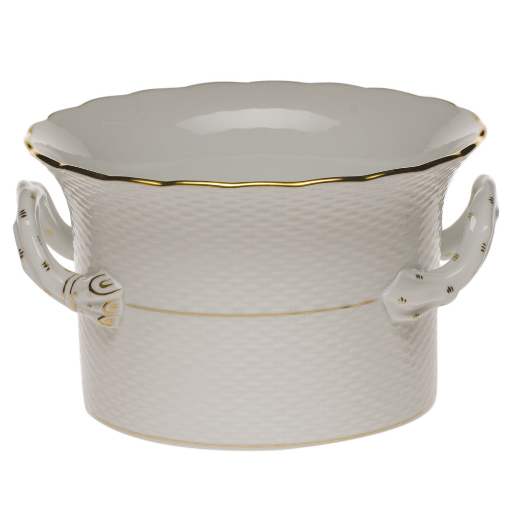 Herend Golden Edge Cachepot W/handles 6.25"h X 10.25"d