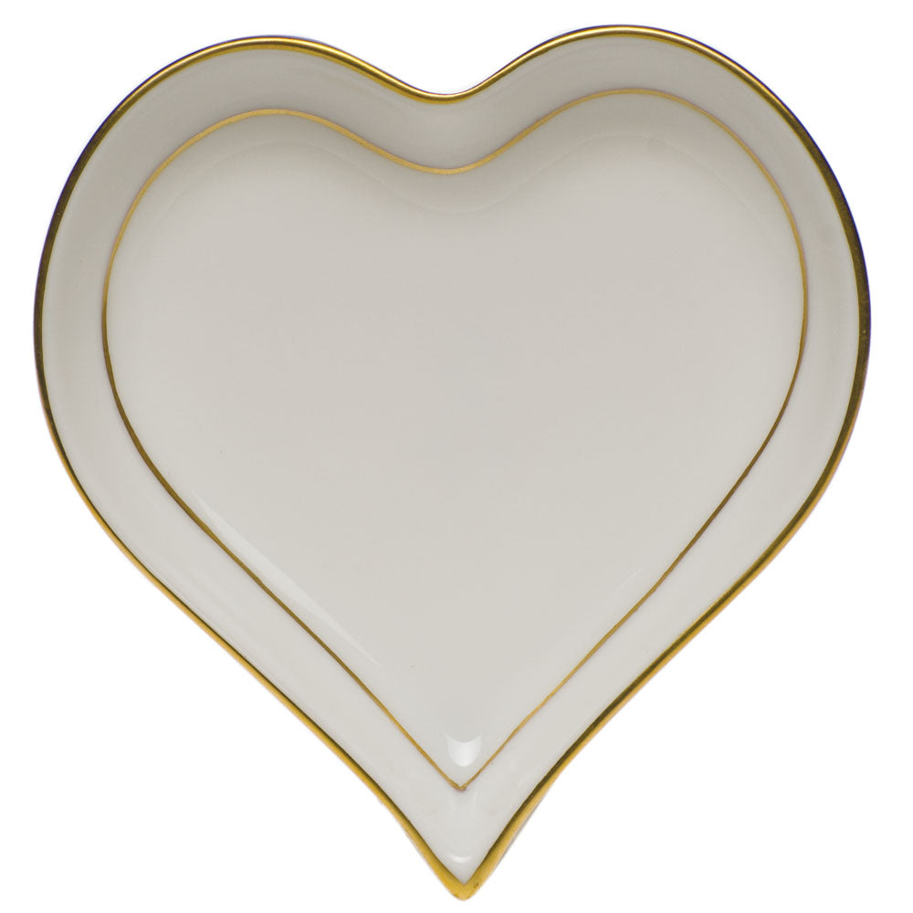 Herend Golden Edge Small Heart Tray 4"l X 4"w