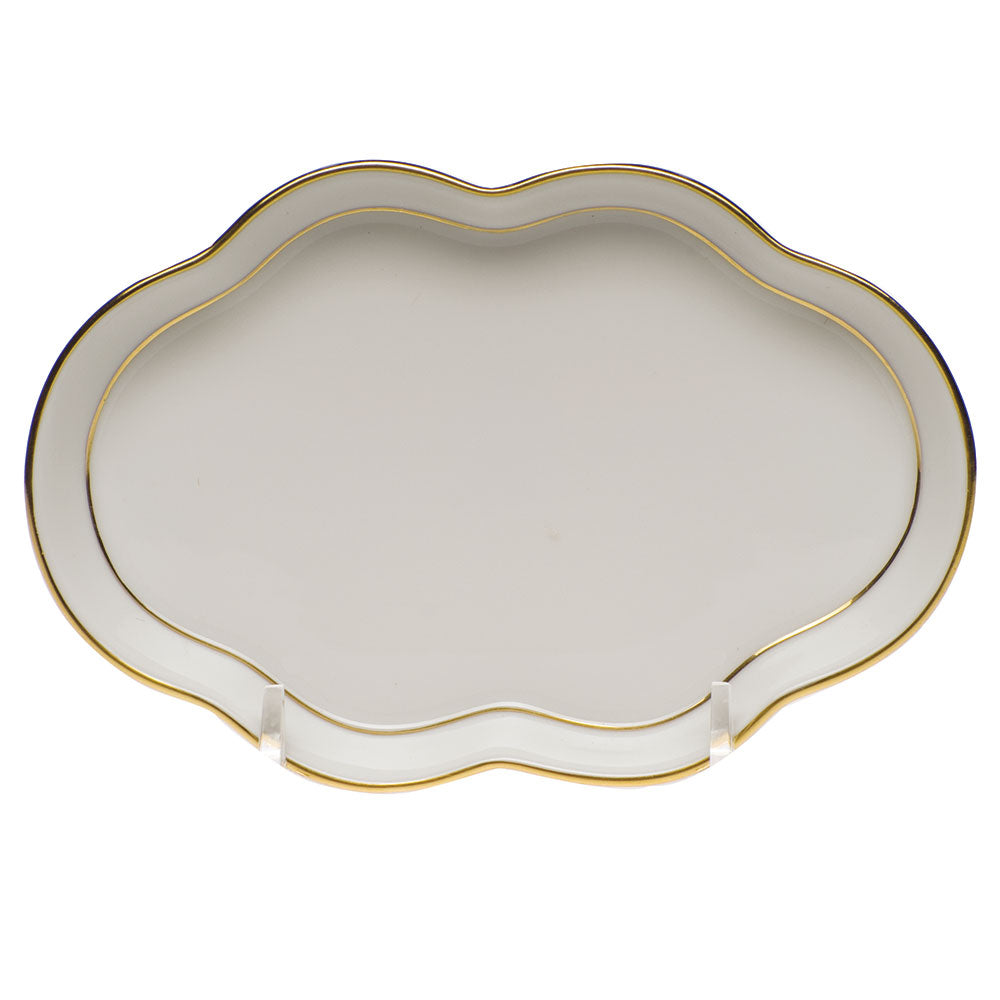 Herend Golden Edge Small Scalloped Tray 5.5"l