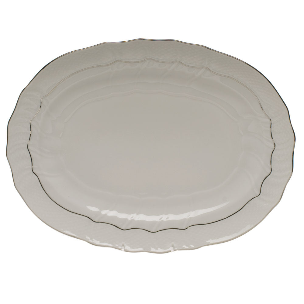 Herend Platinum Edge Platter 15"l X 11.5"w