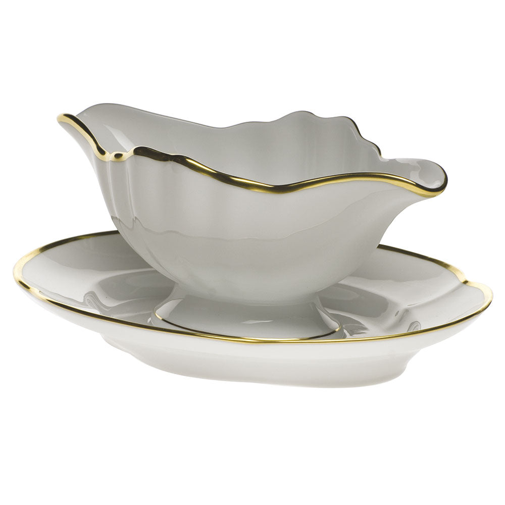 Herend Gwendolyn Gravy Boat W/fixed Stand 10"l