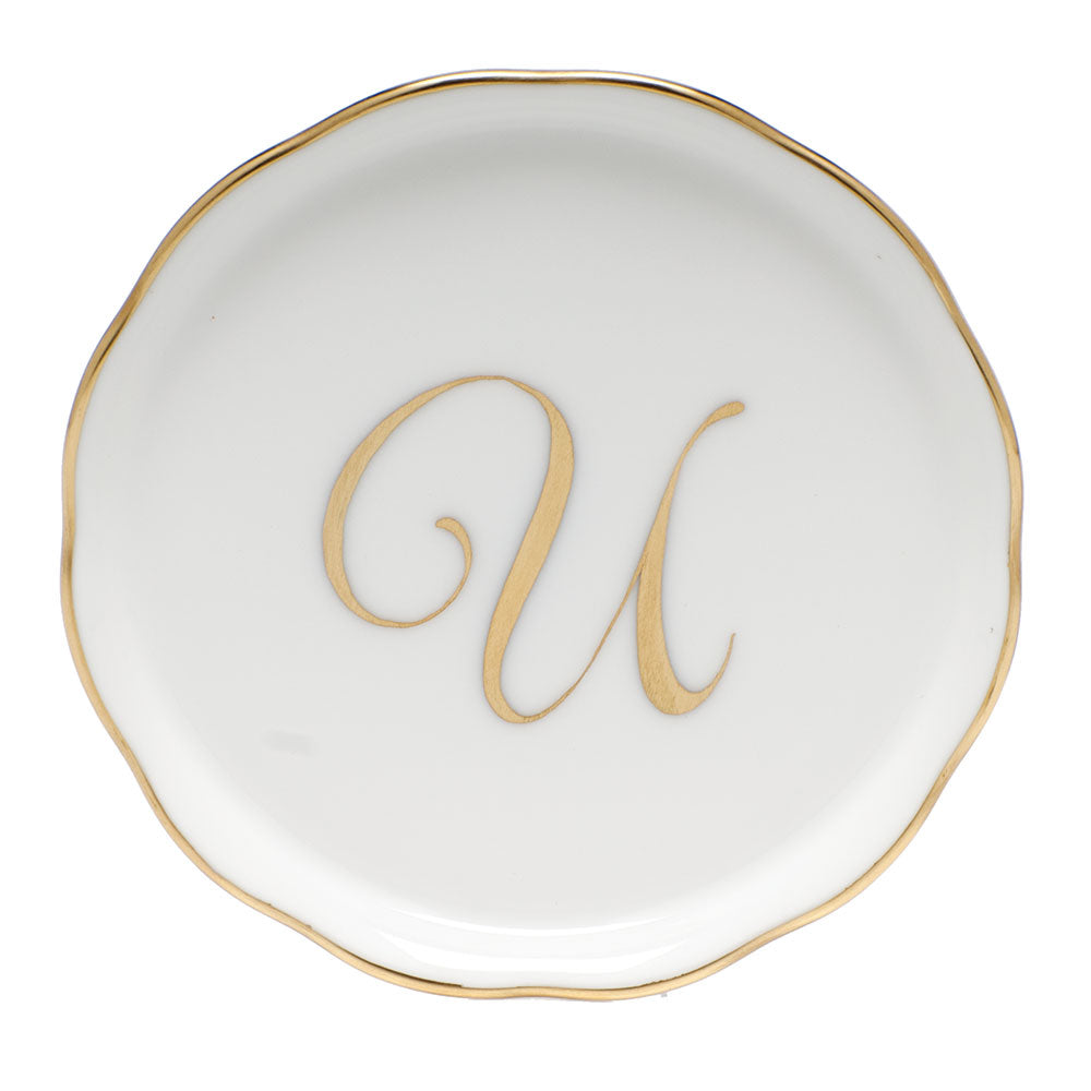 Coaster with monogram 4"d - U