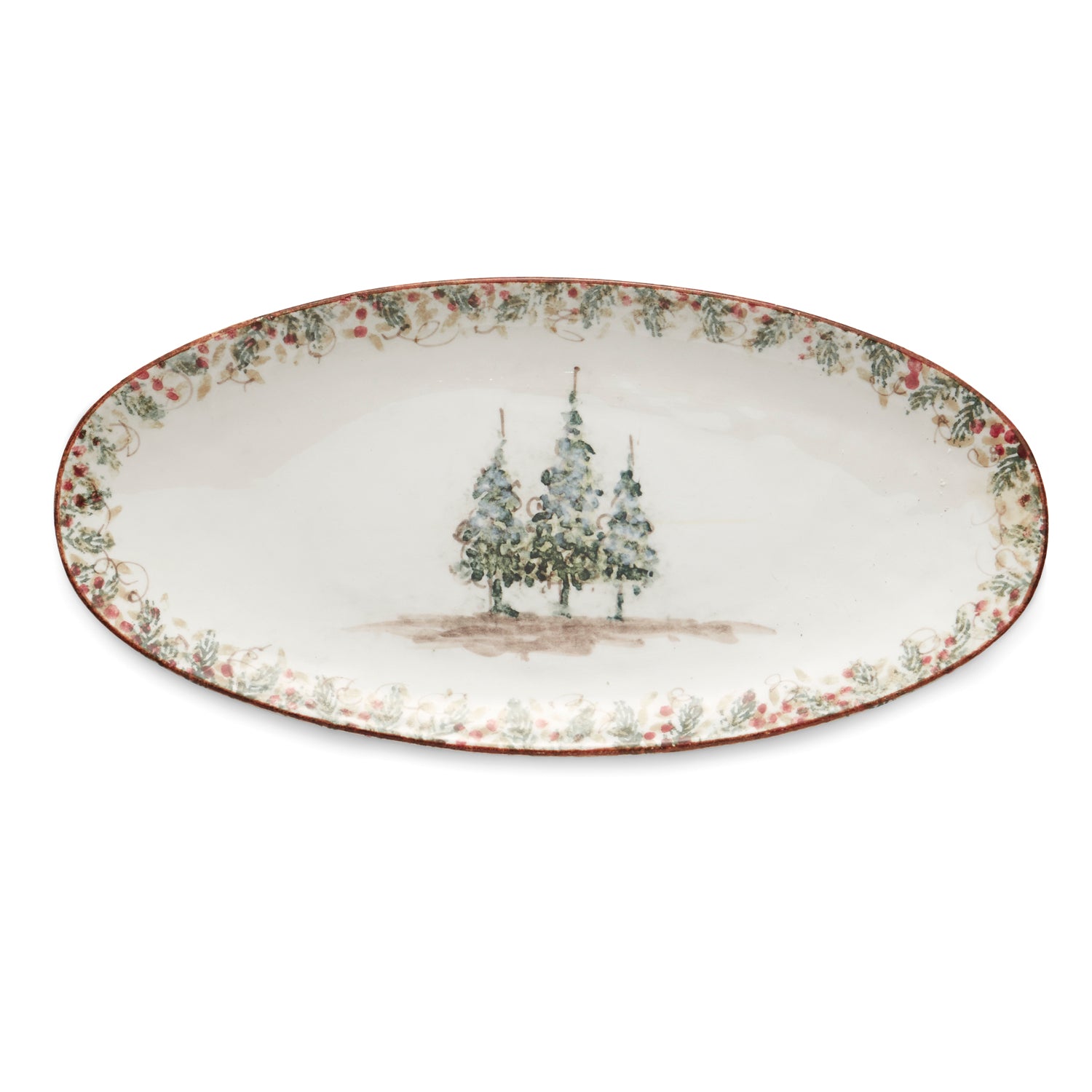 Arte Italica Natale Long Oval Platter
