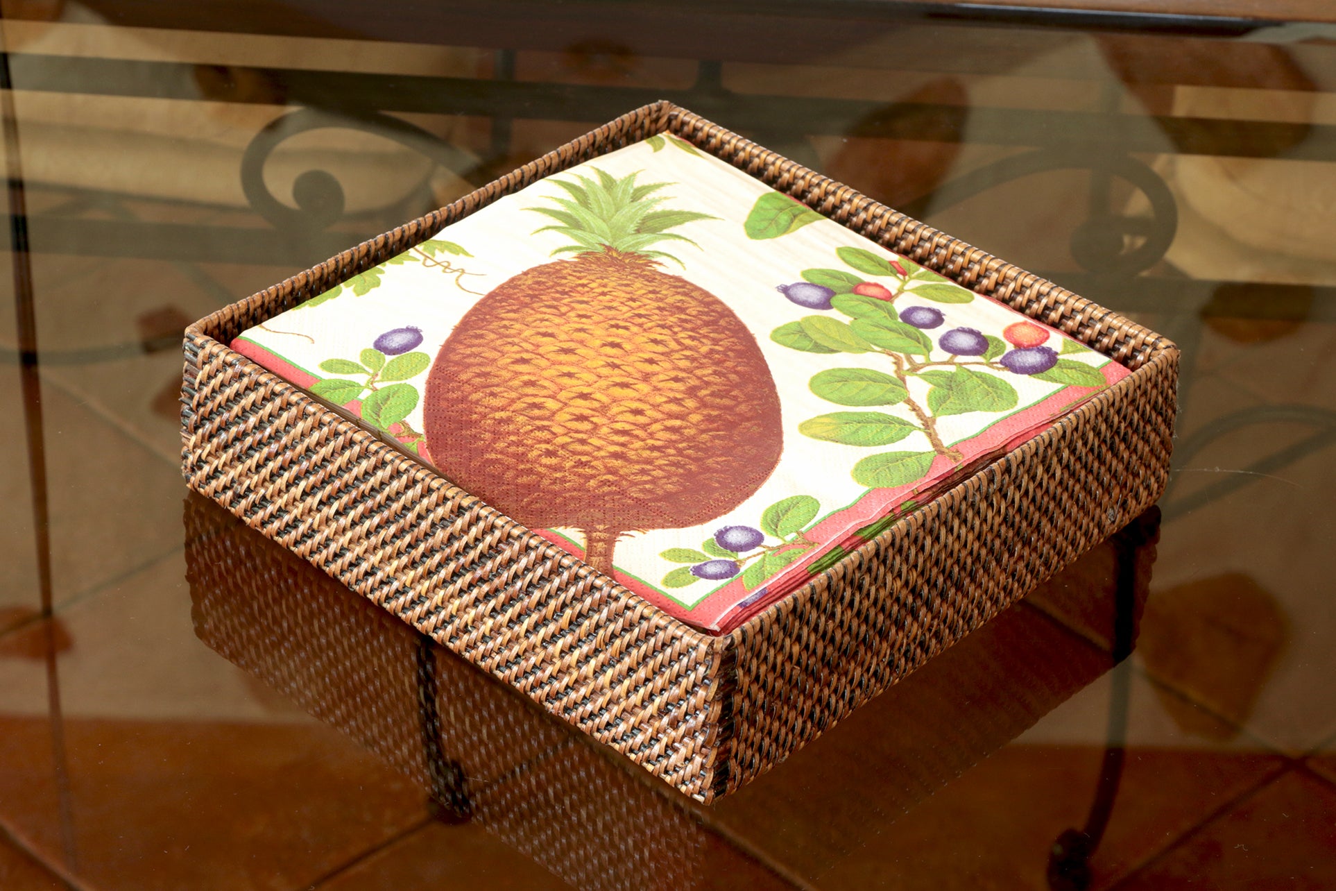 Dinner Napkin Holder, 8.5" sq x 2.25" H