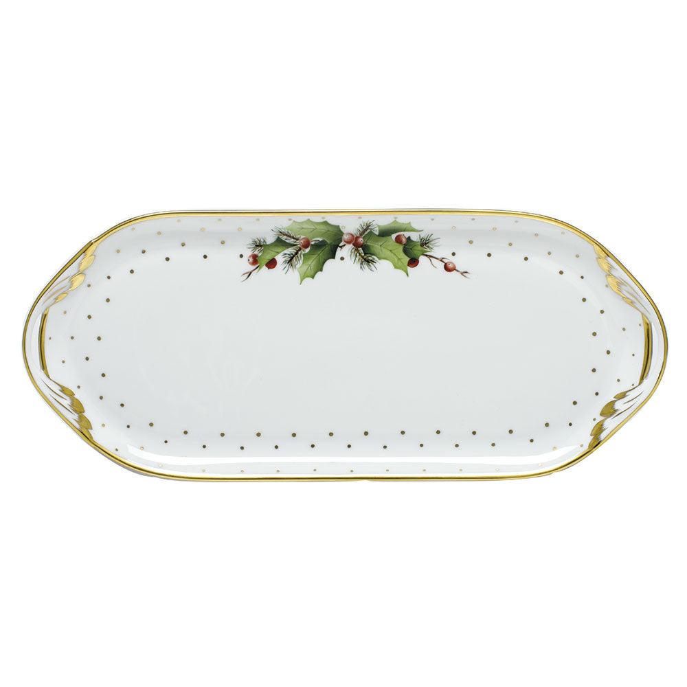 Herend Noels-x2 Winter Shimmer Sandwich Tray 14.25"l X 6"w