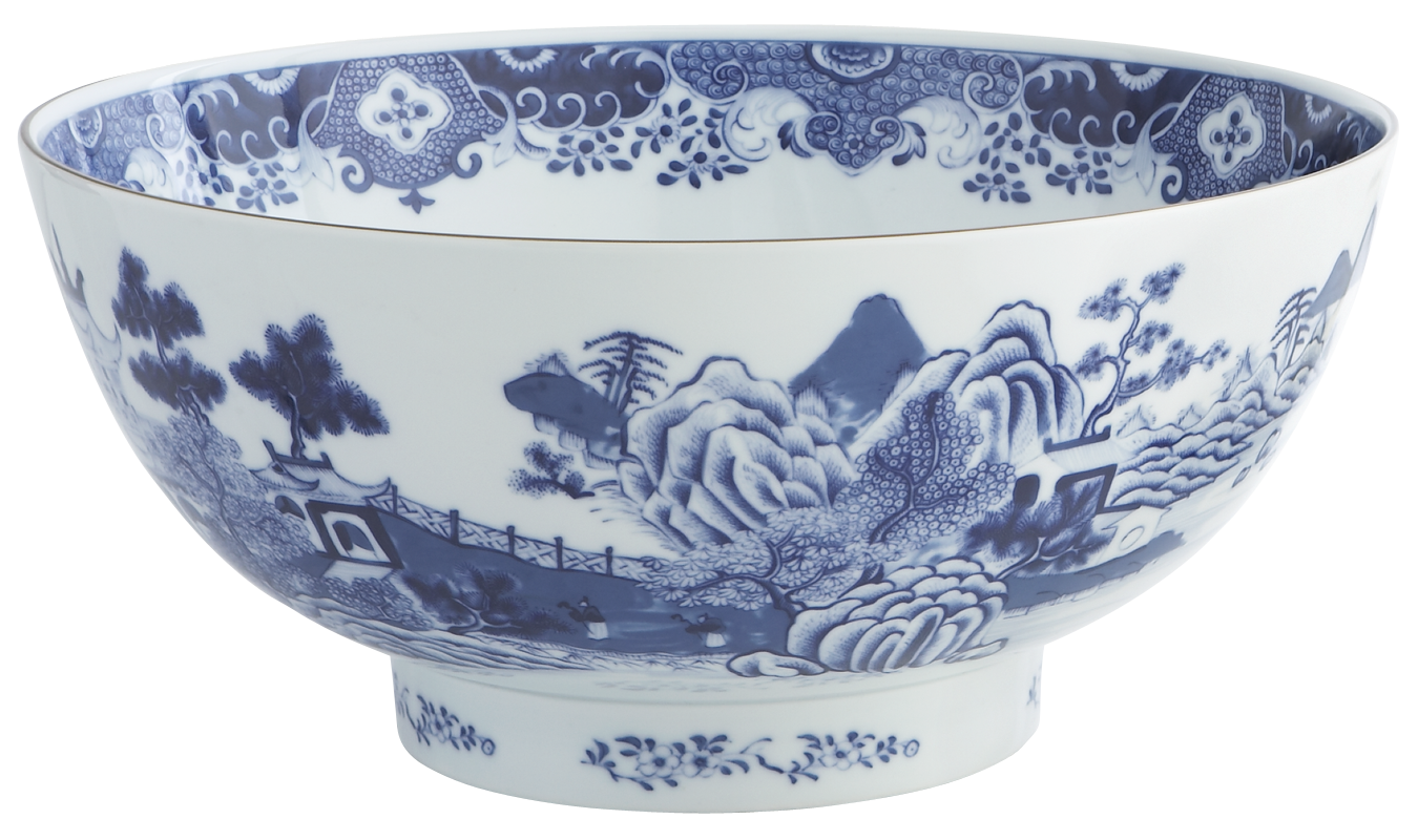 Mottahedeh Blue & White Clivedon Punch Bowl