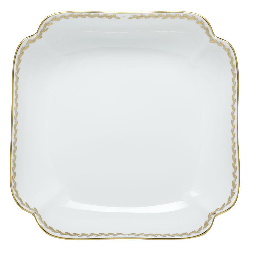 Herend Golden Laurel Square Fruit Dish 11"sq