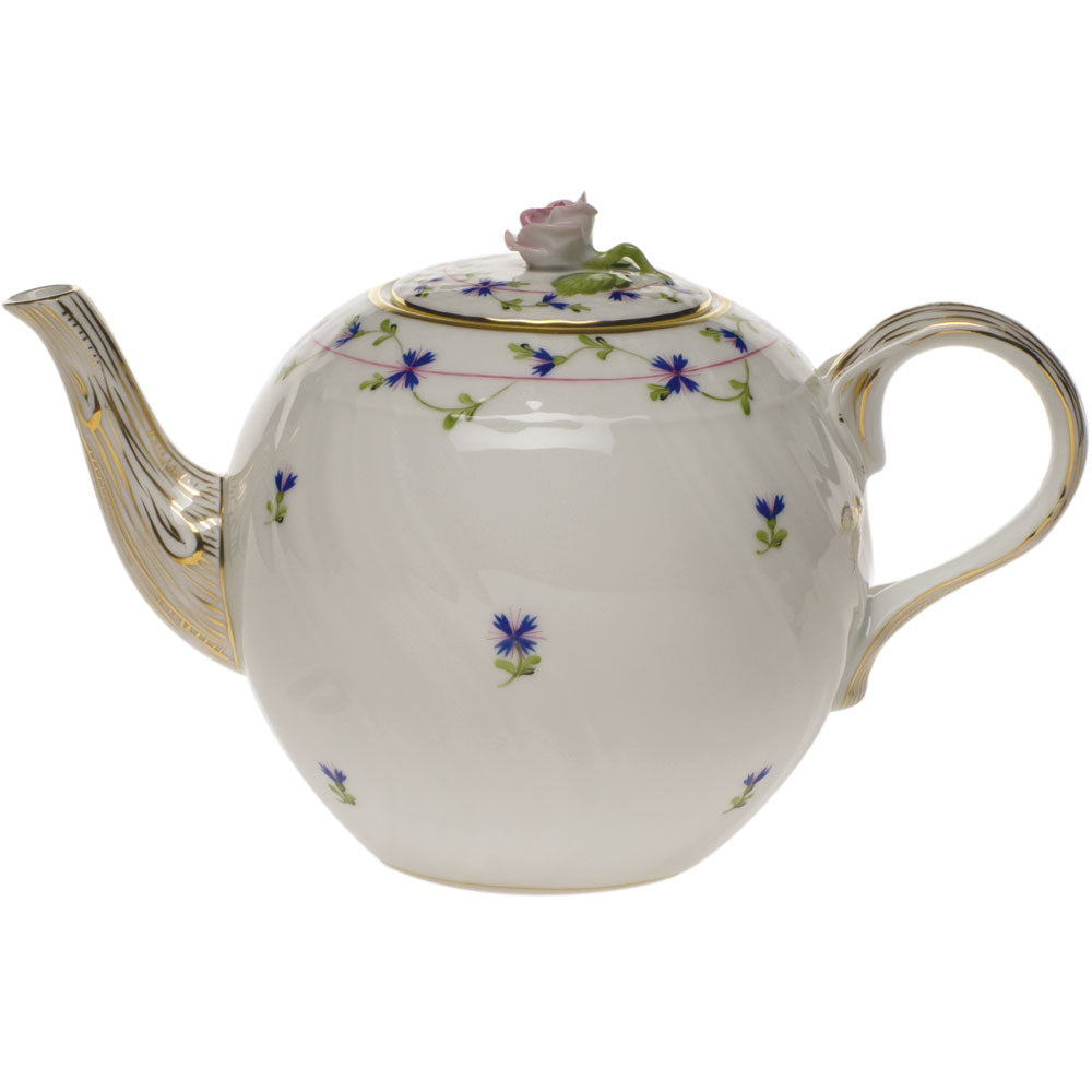 Herend Blue Garland Tea Pot W/rose (36 Oz) 5.5"h