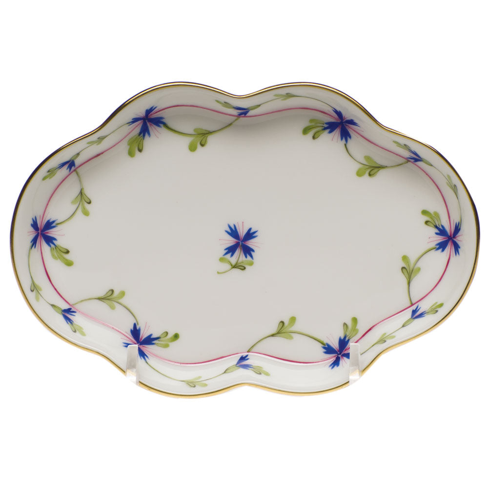 Herend Blue Garland Small Scalloped Tray 5.5"l