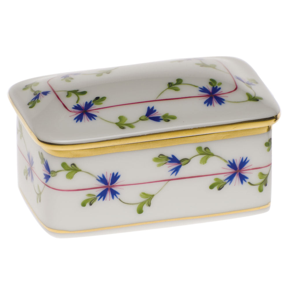 Herend Blue Garland Rectangular Box 3"l X 2"w