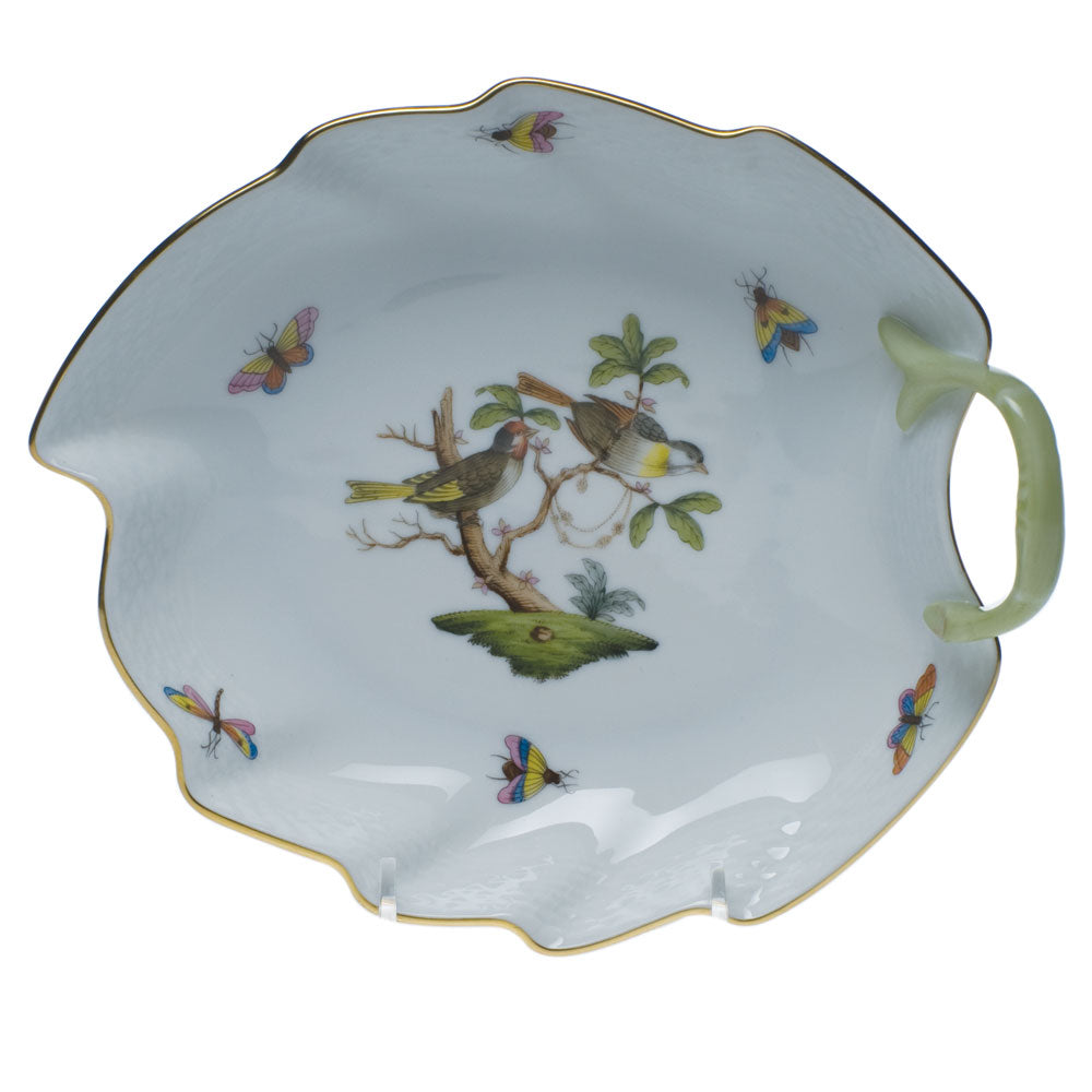 Herend Rothschild Bird Leaf Dish 7.75"l