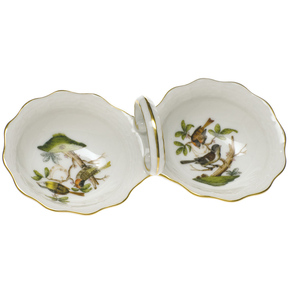 Herend Rothschild Bird Twin Salt 5.5"l
