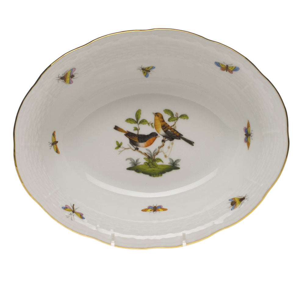 Herend Rothschild Bird Oval Veg Dish 10"l X 8"w