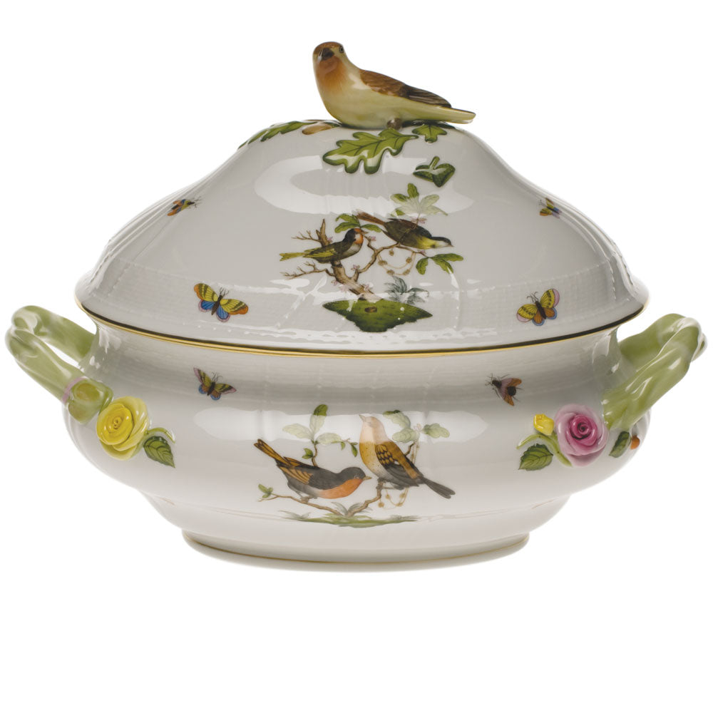 Herend Rothschild Bird Tureen W/bird (4 Qt) 10"h