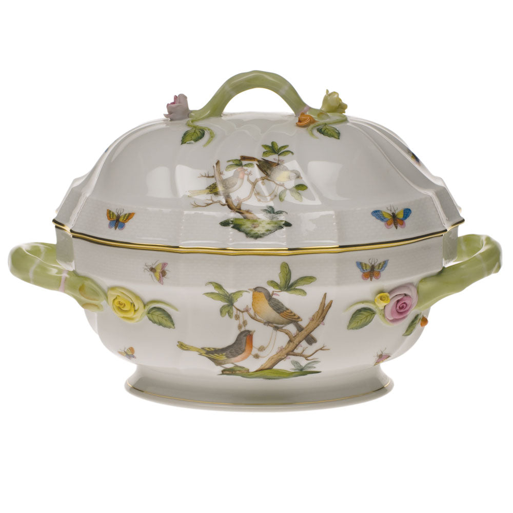 Herend Rothschild Bird Tureen W/branch (2 Qt) 9.5"h