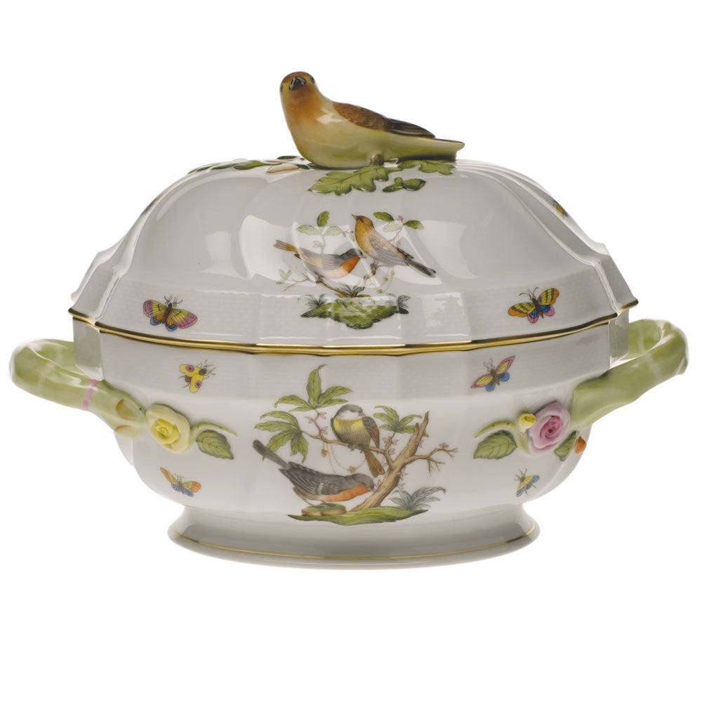 Herend Rothschild Bird Tureen W/bird (2 Qt) 9.5"h