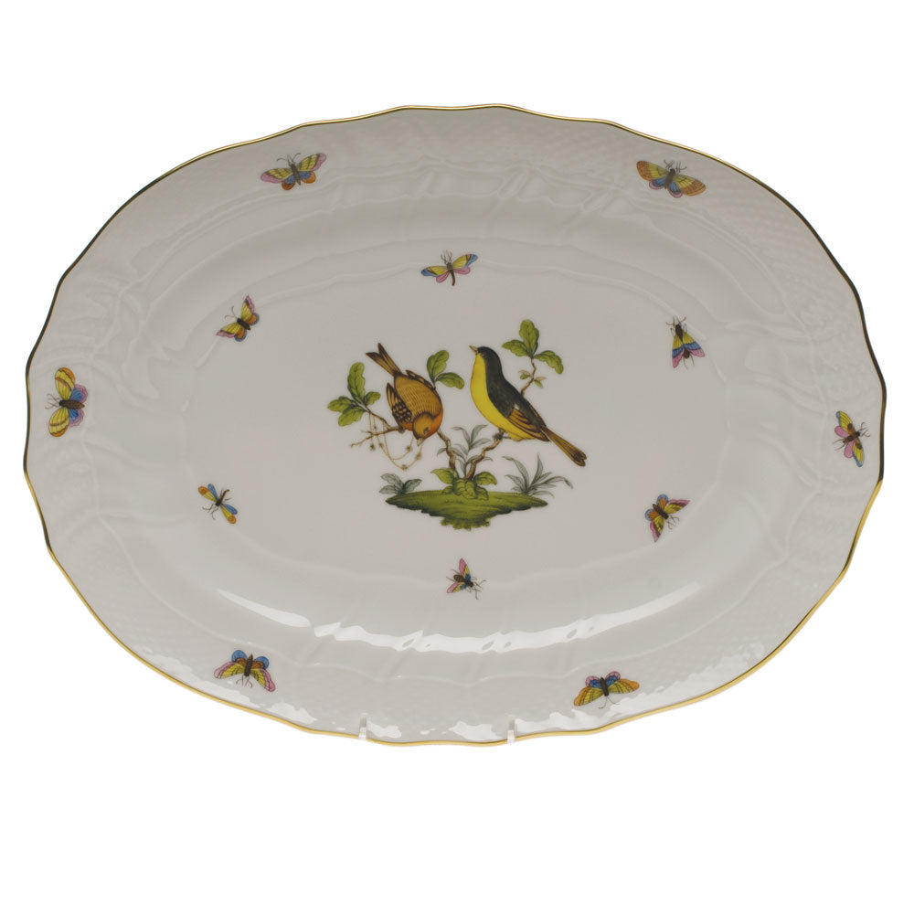 Herend Rothschild Bird Platter 15"l X 11.5"w