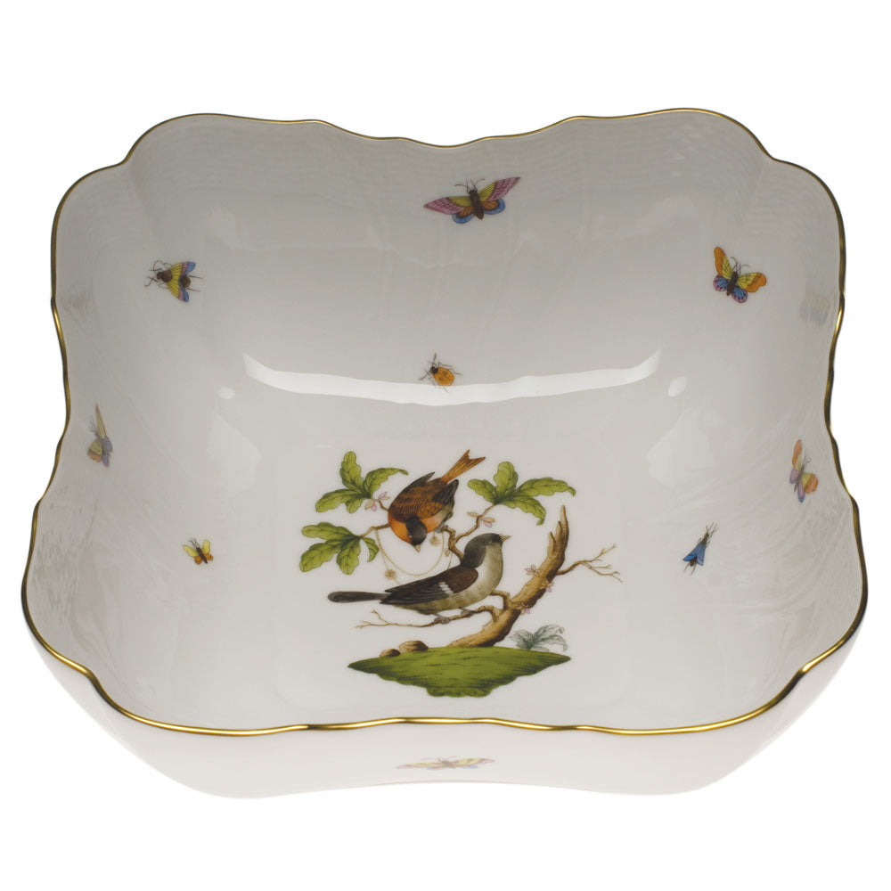 Herend Rothschild Bird Square Salad Bowl 10"sq