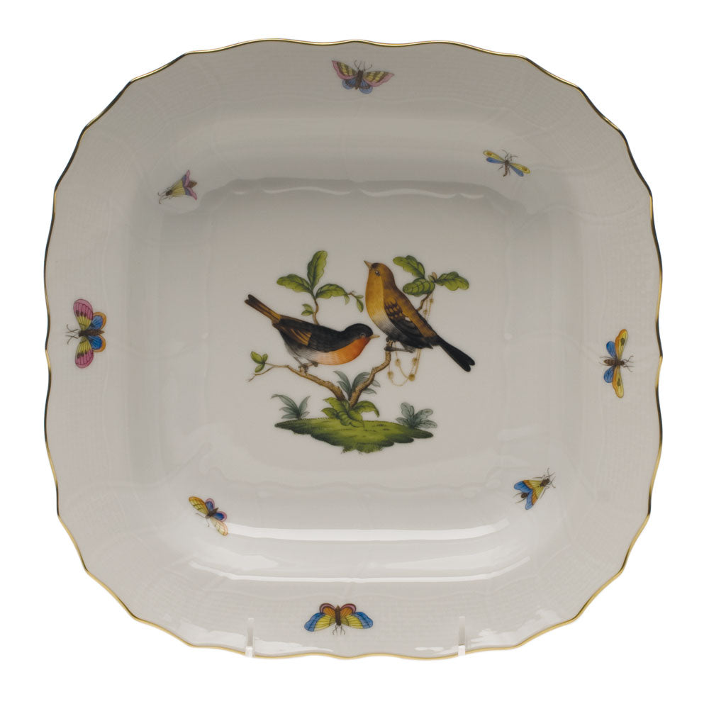 Herend Rothschild Bird Square Fruit Dish 11"sq