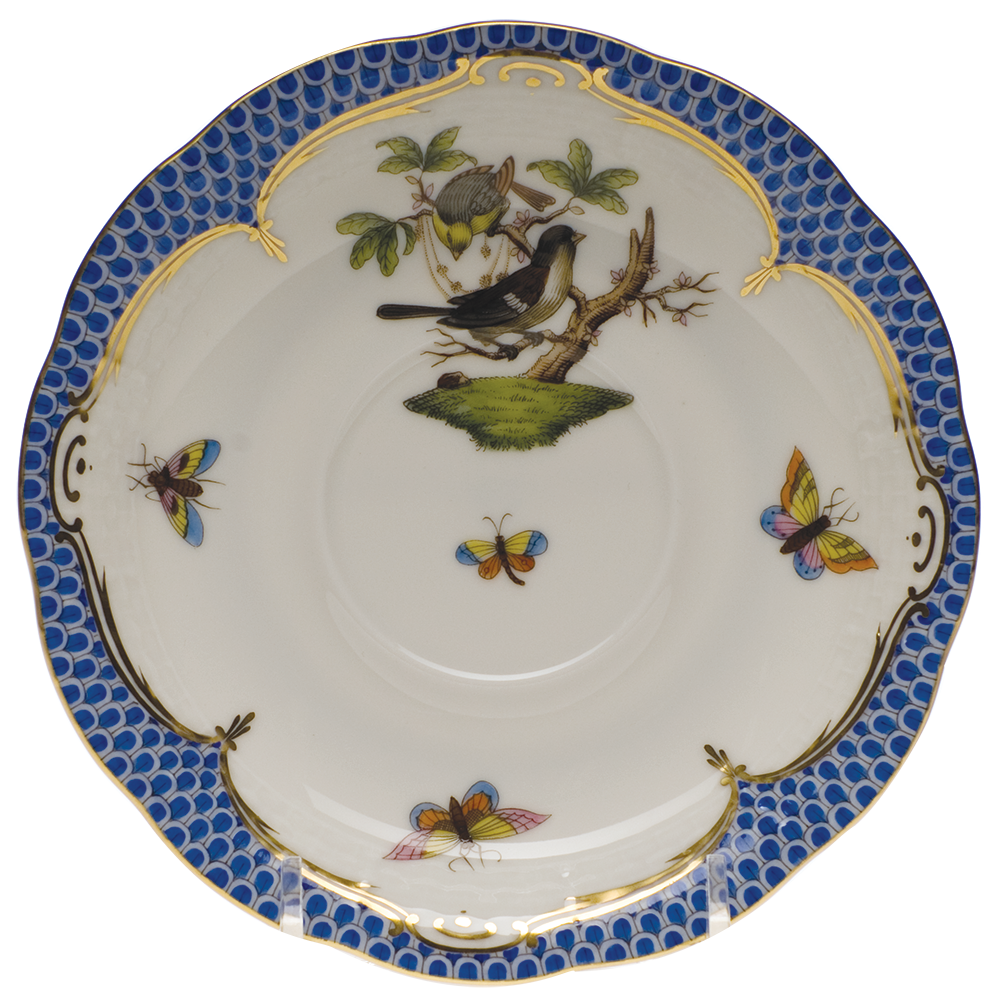 Rothschild Bird Blue Border Tea Saucer - Motif 01 6"d
