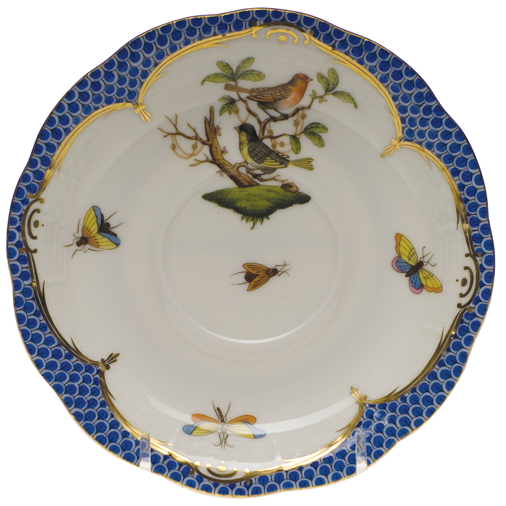 Rothschild Bird Blue Border Tea Saucer - Motif 03 6"d