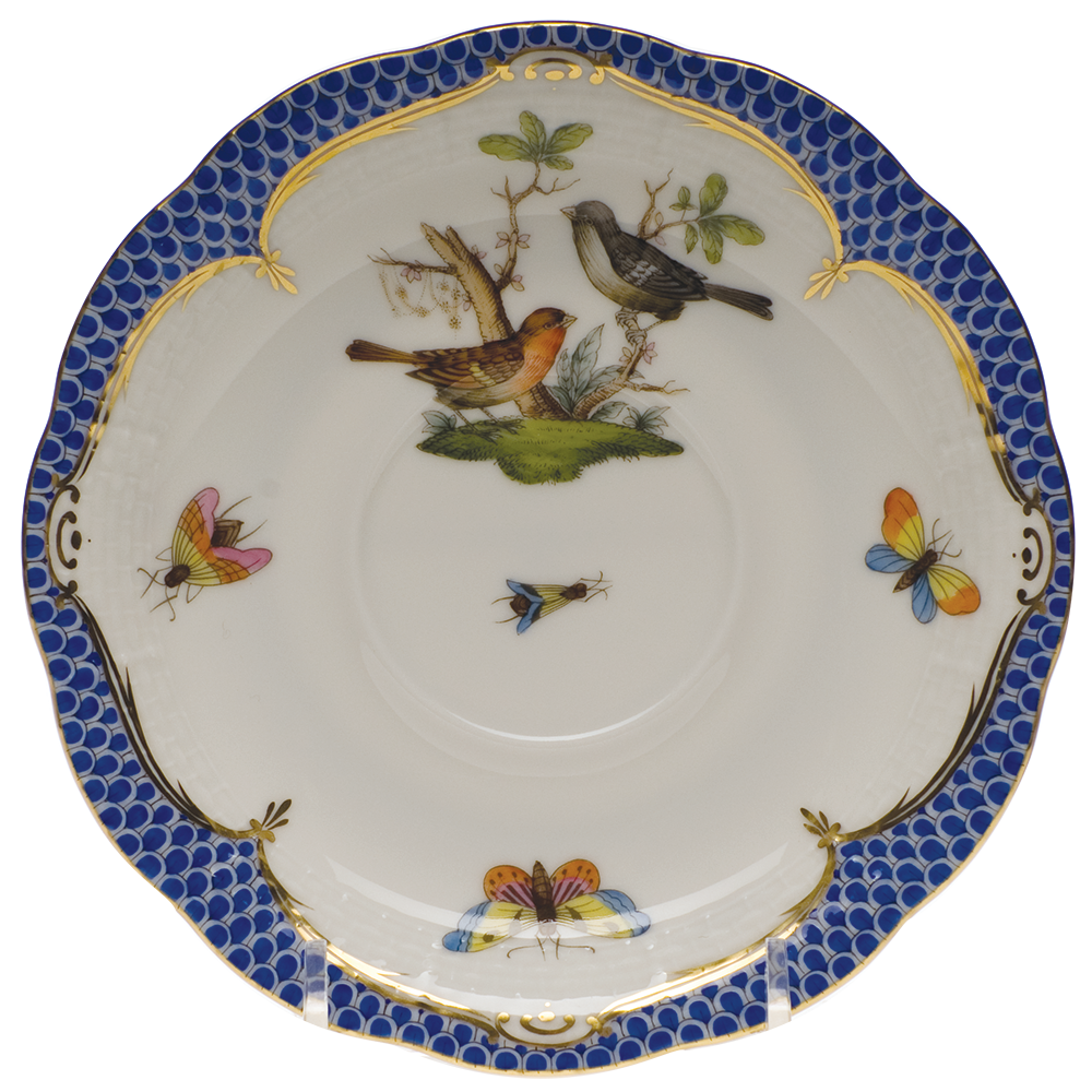 Rothschild Bird Blue Border Tea Saucer - Motif 05 6"d