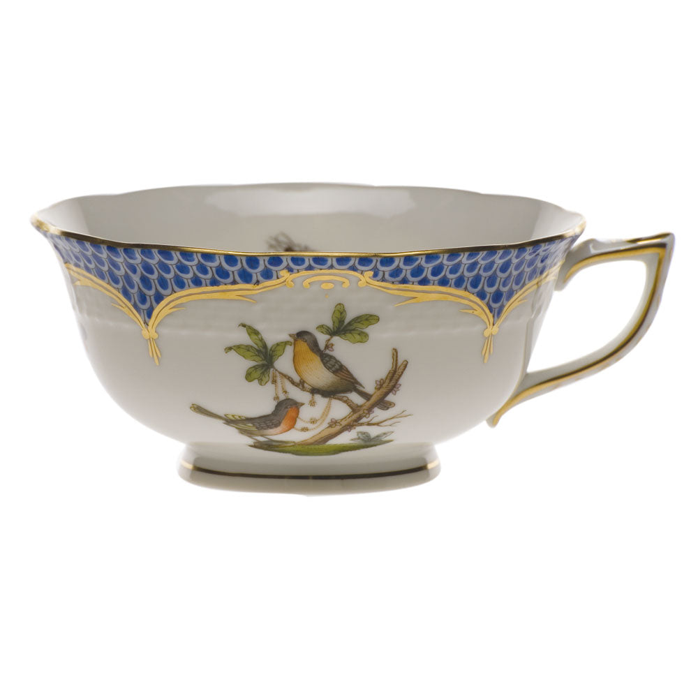 Herend Rothschild Bird Blue Border Tea Cup - Motif 08 (8 Oz) - Blue Border