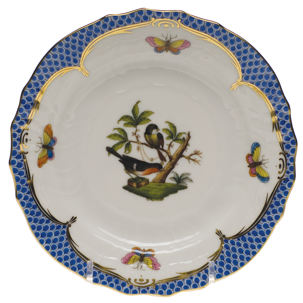 Rothschild Bird Blue Border Bread And Butter Plate - Mo 02 6"d