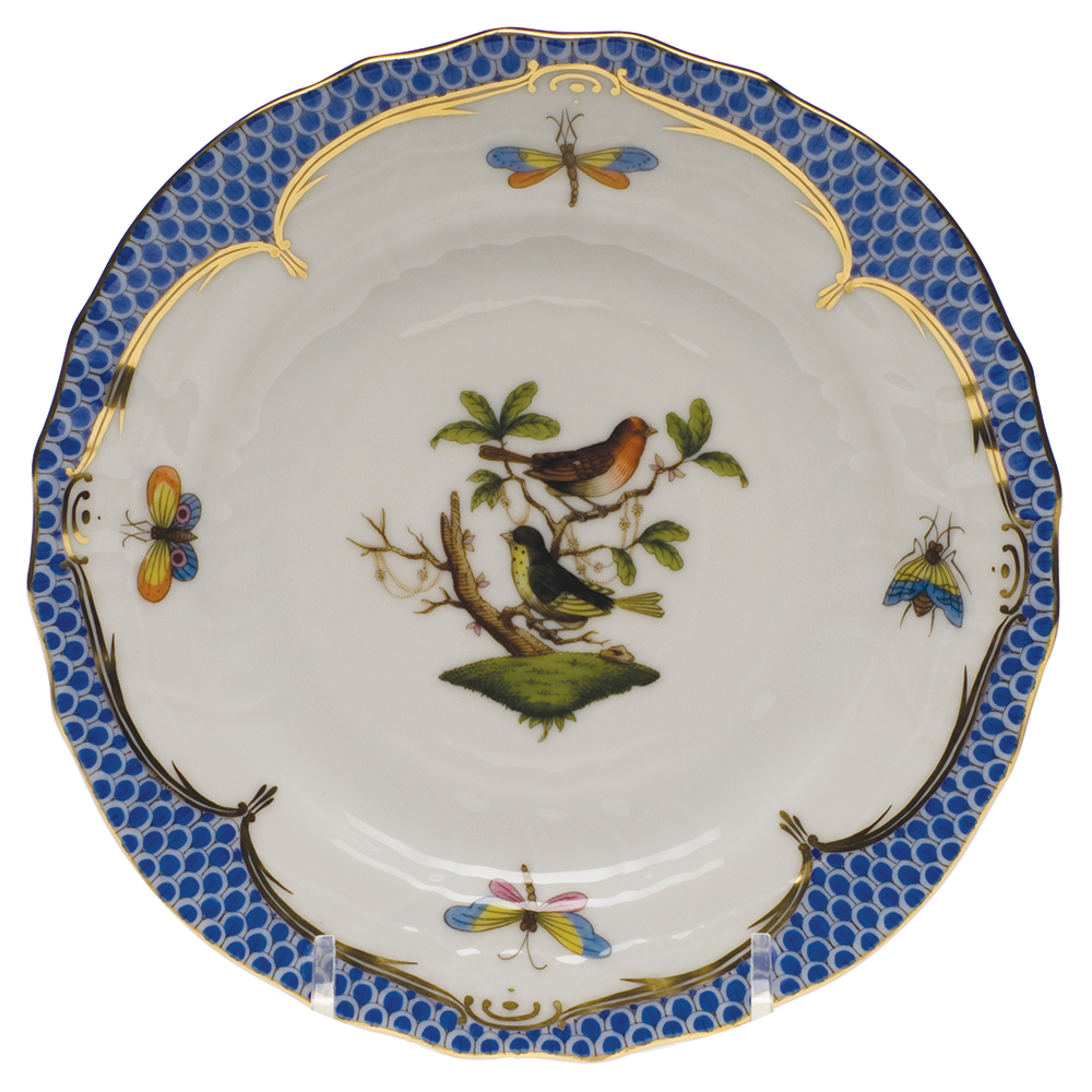 Rothschild Bird Blue Border Bread And Butter Plate - Mo 03 6"d