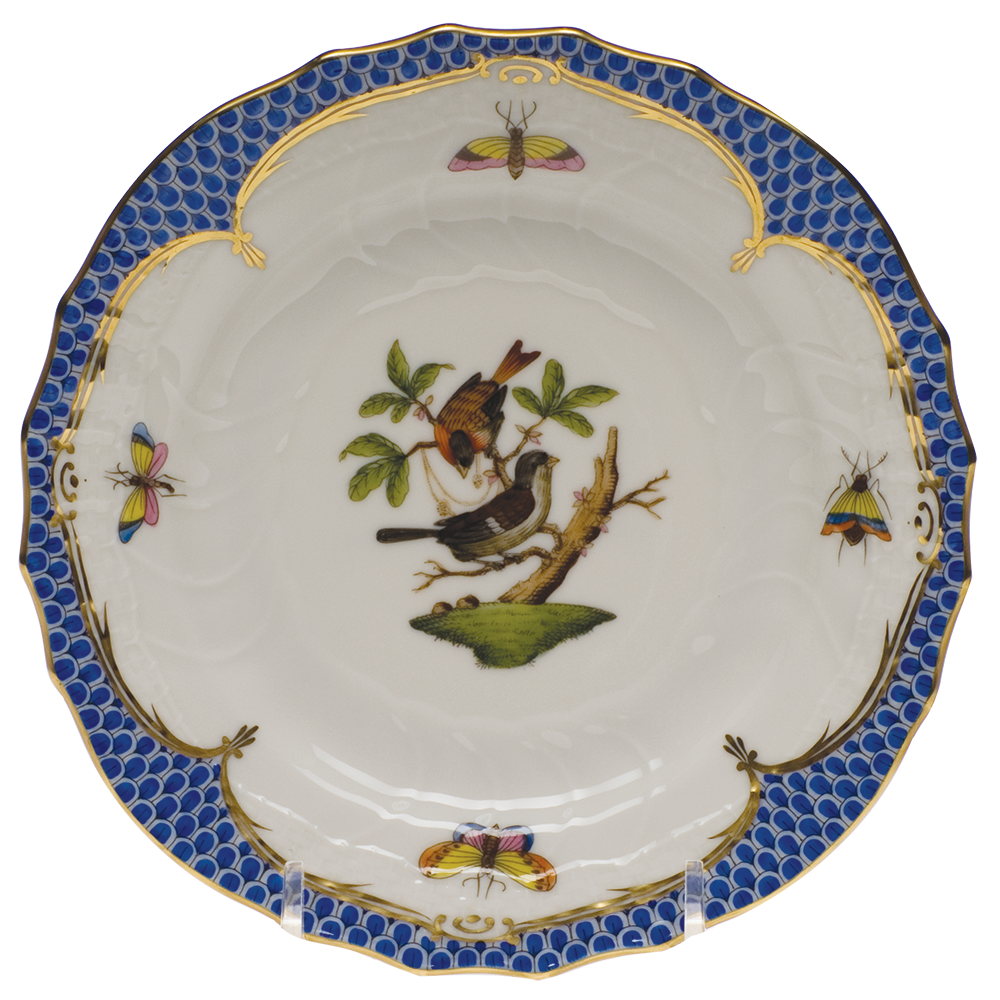 Rothschild Bird Blue Border Bread And Butter Plate - Mo 04 6"d